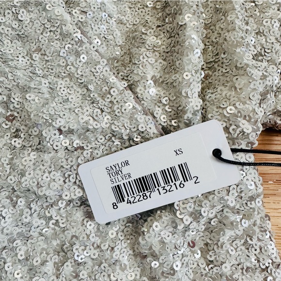 Saylor Tory Silver Short Sleeve Silver Sequin Mini Dress XSmall NWT - Picture 16 of 16